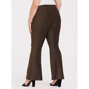 Sparkly Gold Glitter Flared Pants Elastic Waist Stretchy Metallic Blend -XL